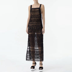 Chanel Women's Black Hollow Sexy Slim Halter Dress Spring And Summer Fashion Temperament Elegant Long Dress Skirt Ngvp #1967