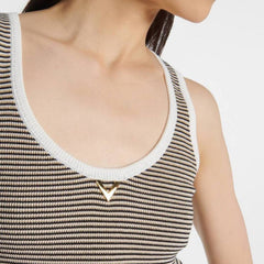 Valentino Women's Summer Striped Colorblocking Knit Vest Fashion Casual Fit Round Neck Top Ngvp #8934