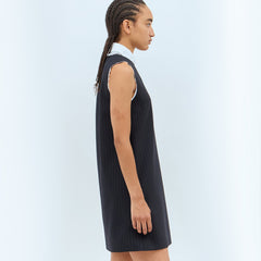 MiuMiu Women's Spring/summer Pinstripe Mini Dress Comfortable Fashion Lapel Sleeveless Straight Dresses #71963