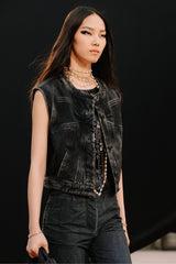 Chanel Women's Fall/winter 25k Bow-tie Denim 3d Vest Jacket Stylish Refined Elegant Trendy Top #81924A