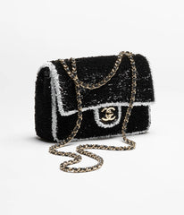 Chanel Autumn/winter Clutch Bag With Sequins And Gold Metal Accents Black And White Women's Crossbody Chain Bag Stylish Casual Elegant Bags  #82241A