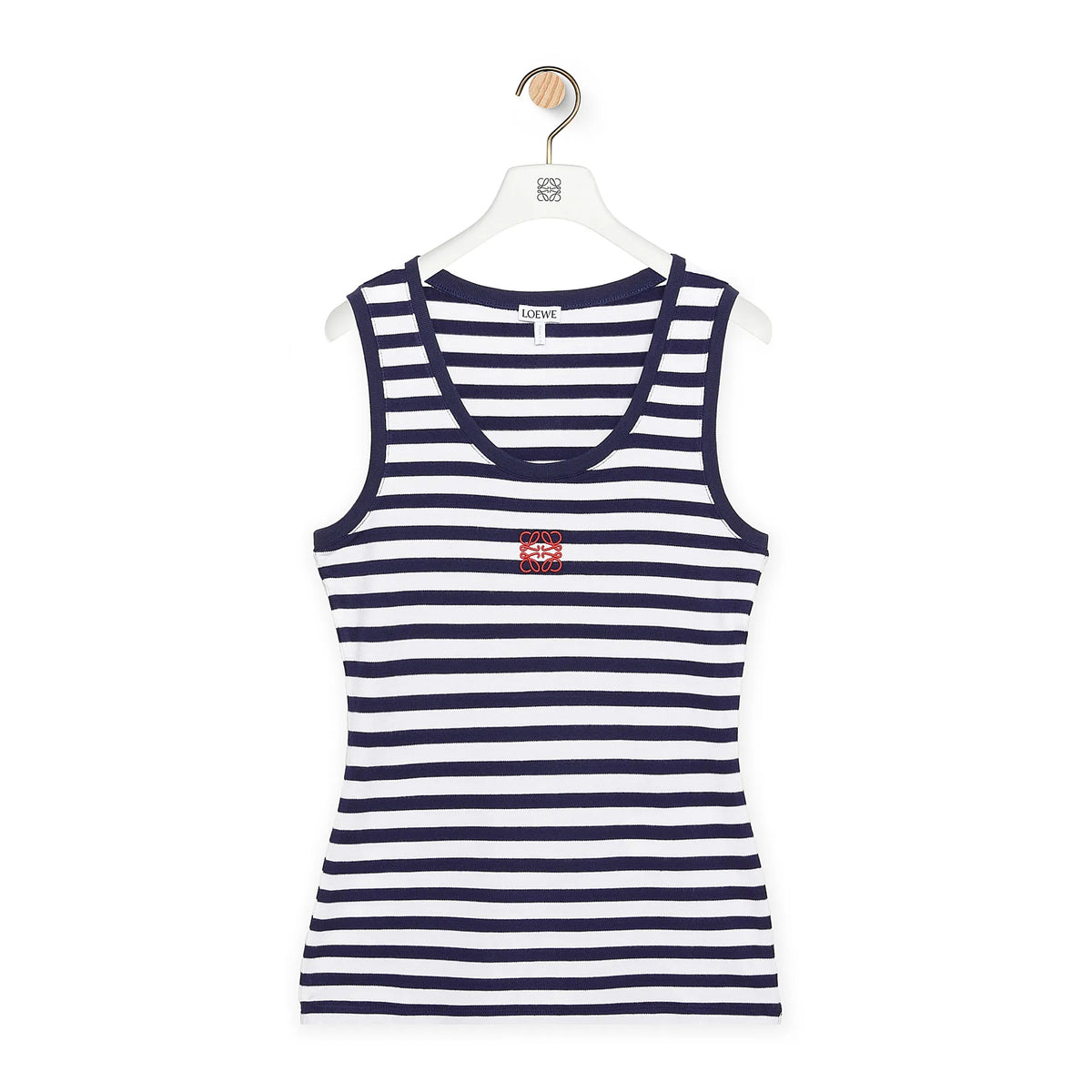Loewe Women's Summer Pattern Printed Stripe Round Neck Sleeveless Tank Top Vest #72676
