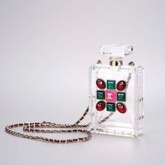 Chanel Women's Solid Colour Glass Gemstone Embellished Transparent Acrylic Perfume Bottle Shoulder Bag Bags #77239