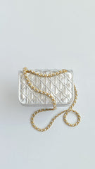 Chanel Women's Silver Lattice Chain Metallic Mirror Calfskin Shoulder Crossbody Bag Bags Metallic-colored Leather Tends To Fade Easily #76372