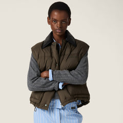 MiuMiu Women's Fall/Winter Fashion Casual Lapel Single Button Waist Tapered Sleeveless Down Vest #79337