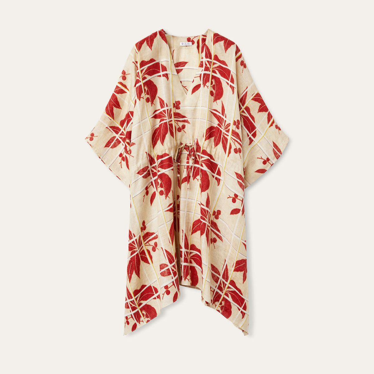 Loro Piana Ichi Women's Printed Linen Dress Elegant Cape Jacket Short Sleeve V-neck Fashion Loose Dresses Ngvp #8771