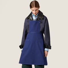MiuMiu 26 Early Spring Collection Women's Spring/summer Apron Style Tie-front Dress Deep Blue Cotton Fashionable And Trendy Tie-front Dress Lady Dress #197247