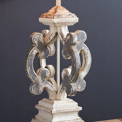 Distressed Wooden Table Lamp with Metal Shade