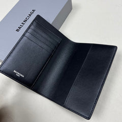 Balenciaga Logo Printed Wallet Bags International Passport Holder Card Case Fashionable Black and Gold Colorway High-Street Bag #82375A