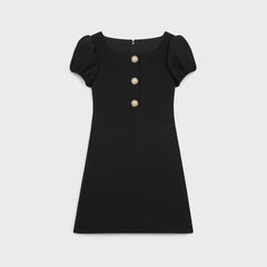Celine Women's Princess-style Ruffled-sleeve Button-down Dress With A Retro Square Neckline A Stylish And Elegant Black Mini Dress This Spring And Summer Dresses Lady #195741