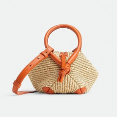 Bottega Veneta Loop Top Handle Women's Detachable Shoulder Strap Ring Handle Raffia And Leather Shoulder Bag Handbag Bags #77634