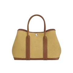 Hermes Garden Party 30 Women's Silver Buckle Colour Blocking Canvas and Calfskin Tote Bag Bags #76891