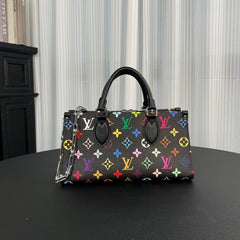 Louis Vuitton Lv X Tm Onthego East West Chain Women's Removable Shoulder Strap Zipper Closure Colorful Monogram Printed Printed Coated Canvas Leather Trimmed Shoulder Crossbody Bag Bags #75561