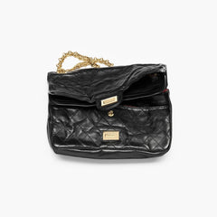 Chanel 26s Crushed Leather Traditional Classic 2.55 Vintage Calfskin Flap Bag With Black And Gold Chain Crossbody Bag Lady Bags A37586 #197121