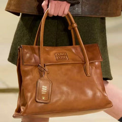 MiuMiu Jang Won-young Leather Double-sided flap Vintage handbag Shoulder bag bags #194095