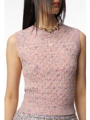 Chanel Women's High Street Summer Wool Round Neck Plain Sleeveless Pullover Knit Sweater Vest Ngvp #2131