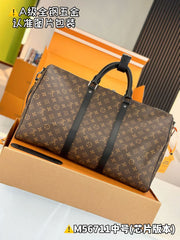 Louis Vuitton Sac Keepall Bandoulière 55 Women's Detachable Adjustable Shoulder Strap Zipper Closure Canvas with Leather Shoulder Slanting Tote Travel Bag Bags #77137