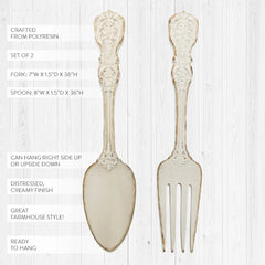 HUGE Distressed Fork and Spoon Wall Decor Set