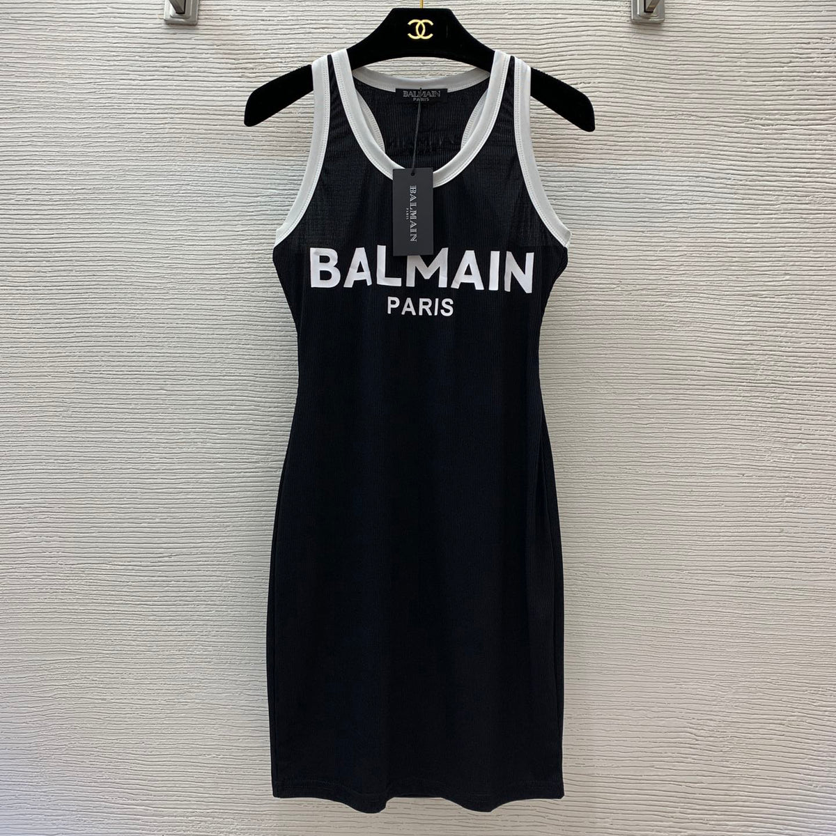 Balmain Women's Summer Fashion Casual Crew Neck Pullover Color Block Sleeveless Fitted Dress #79446