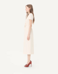 Valentino Crepe Couture Floral Embroidered Dress Women's Spring/summer White V-neck Short-sleeve Elegant Maxi Casual Dress Lady #196777