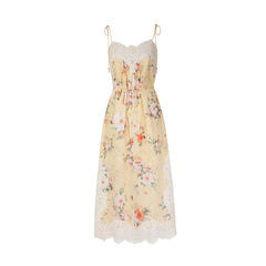 Zimmermann Women's Summer Solid Color Floral Pattern Print Lace Trim Strapless Dress #77435