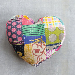 Heartfelt Stitched Kantha Pillows, Pick Your style