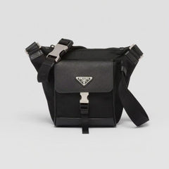 Prada Nfc Chip-equipped Waterproof Canvas Men's Crossbody Chest Bag Stylish Sophisticated Workwear-style Black Buckle Bags #195651