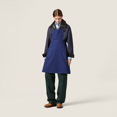 MiuMiu 26 Early Spring Collection Women's Spring/summer Apron Style Tie-front Dress Deep Blue Cotton Fashionable And Trendy Tie-front Dress Lady Dress #197247