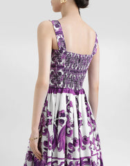 Dolce&Gabbana Women's Majolica Print Strapless Halter Summer Sleeveless Mid-Length Poplin Dresses Ngvp #2316