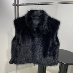 Balenciaga Women's Fall And Winter Nylon Fabric Double Sided Wear Fur Fabric Zipper Sleeveless Vest Jacket #74841