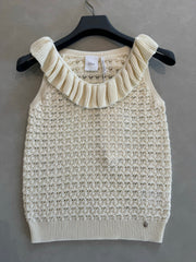 Dior Women's Spring/Summer 2026 New Arrival Ruffled-collar Knit Tank Top Dioriviera Fitted Sweater Vest Lightweight And Elegant Lady Vest #197167