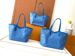 Moynat M Canvas Women's Classic Blue Canvas Tote Bag with Hook Closure Handheld and Shoulder Bag Bags #78698