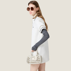 MiuMiu Women's Spring/Summer Fashion Casual Polo Neck Letter Embroidery Solid Color Striped Patchwork Dress #79159