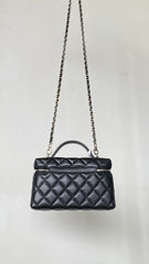 Chanel Women's Solid Color Rhinestone Star Logo Chain Calfskin Handbag Makeup Bag Bags #77689