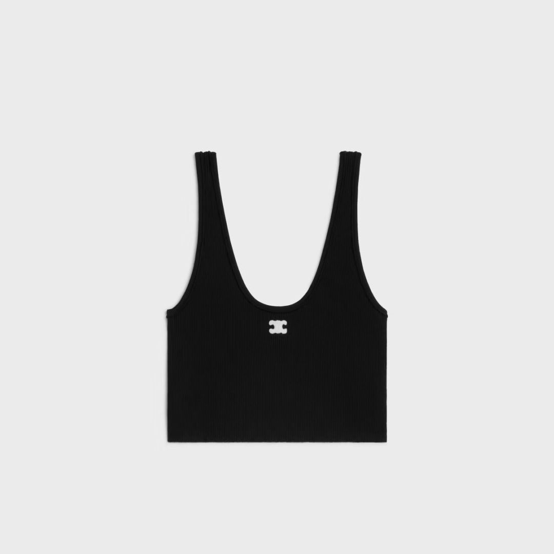 Celine Triomphe Women's Knit Tank Top Classic Black And White Spring/summer Fashion Tank Top Lady Vest #196636