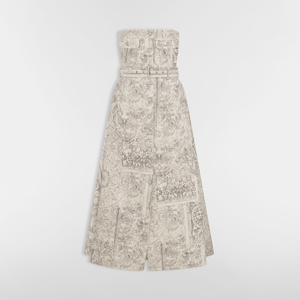 Dior Women's Spring/summer Midi Dress With Belt And Corset Top 2026 New Arrival Stylish Elegant Printed Dress Lady #84268A