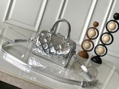 Louis Vuitton Speedy Bandoulière 20 Women's Silver Removable Adjustable Shoulder Strap Zipper Closure Letter Printed Coated Canvas Shoulder Slanting Handbag Bag Bags #75554