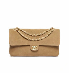 Chanel 2026 Spring/summer Maxi Clutch Bag Brown Suede With Metal Chain Stylish And Elegant Handbag  Bags #196600
