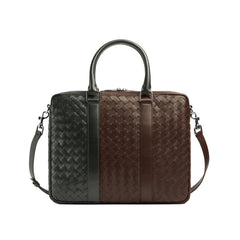 Bottega Veneta Intrecciato Men's Two Tone Adjustable Detachable Shoulder Strap Woven Calfskin Briefcase Handbag Bag Bags #77474