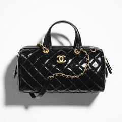 Chanel Women's Solid Color Lacquered Grained Calfskin Handbag Shoulder Bag Bowling Bags #77763