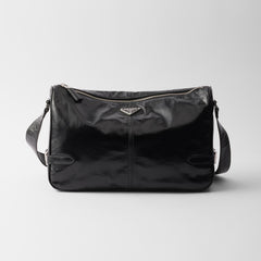 Prada triangular enamel logo nameplate Leather Shoulder Bag #82448A