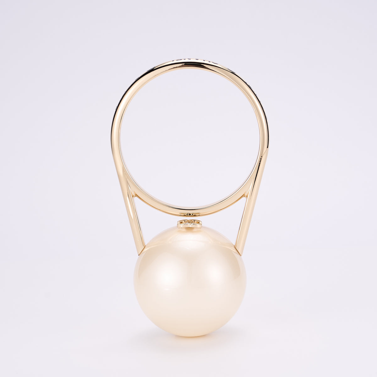 Chanel Women's Fashion Solid Color Pearl Spherical Handbag Metal Circle Handle Evening Bag Bags Ngvp #1538
