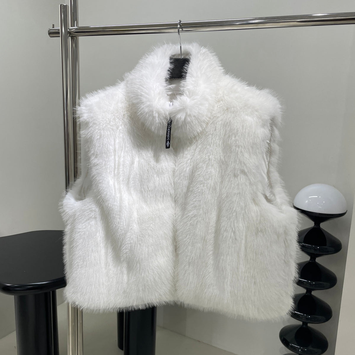 Balenciaga Women's Fall And Winter Nylon Fabric Double Sided Wear Fur Fabric Zipper Sleeveless Vest Jacket #74841