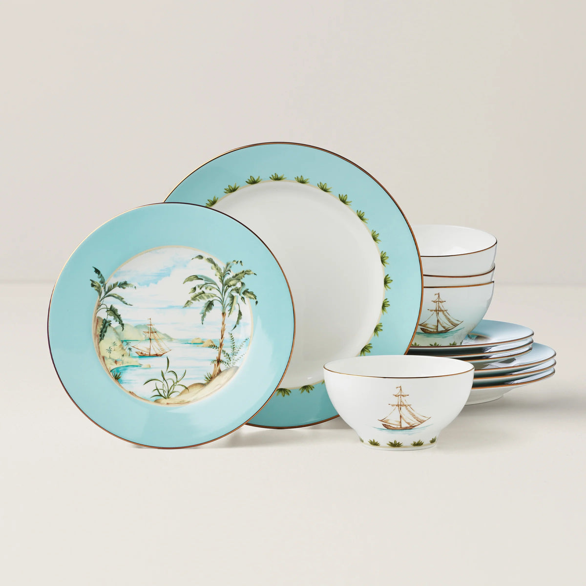 British Colonial Tradewind 12-Piece Dinnerware Set