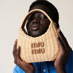 MiuMiu Wander Woven Hobo Small Handbag Women's Fashion Versatile Casual Summer Bags Bag 5BC125_2BVU_F0KFZ_V_OOO #81141