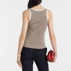 Valentino Women's Summer Striped Colorblocking Knit Vest Fashion Casual Fit Round Neck Top Ngvp #8934