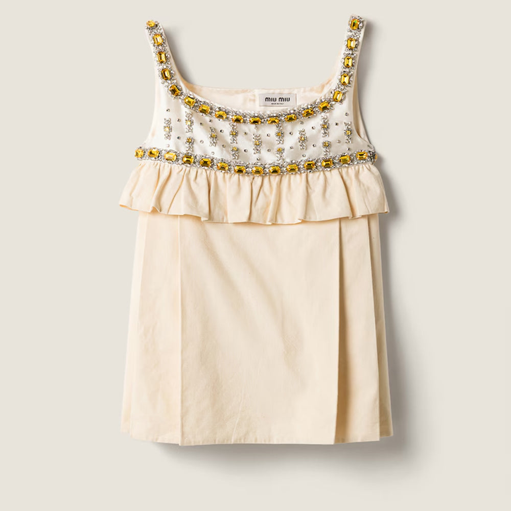 MiuMiu 2026 New Arrival Beaded Doll-style Dress Women's Spring/summer Fashion Youthful And Vibrant Embroidered Canvas Mini Skirt Dress Lady #197471
