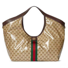 Gucci Spring/summer 2026 Women's Collection Gucci Giglio large Tote Bag Sand-colored Canvas Lining Diamond Quilted Pattern Detachable Pouch Adjustable Shoulder Strap Lady Bags #197238