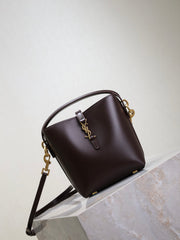 Saint Laurent Women's LE 37 Logo Hook Buckle mini Small Glossy Solid Color Bucket Bag Suede Leather Handbags Casual Bags 7490362R20W9207 #81334