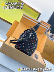 Louis Vuitton Keepall Bandoulière 50 Men's Letter Colourful Printing Solid Colour Detachable Adjustable Shoulder Strap Leather Shoulder Slant Tote Bag Bags #77922